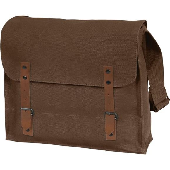 Canvas Medic Bag Crossbody Shoulder Bag with Leather Closing Straps
